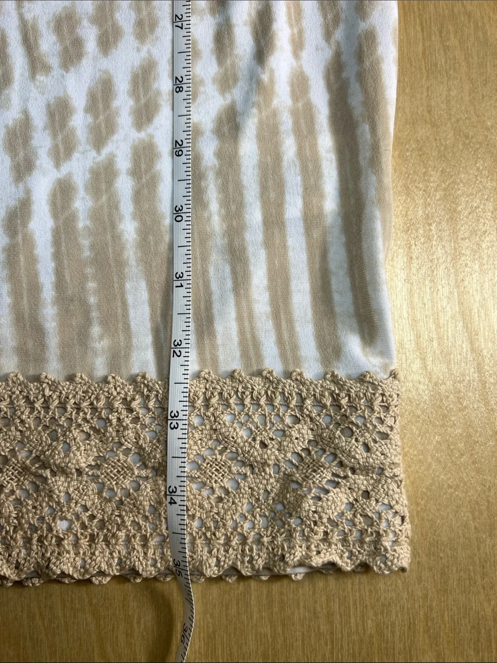 Michael Kors Beige and White Patterned Crochet-Trim Mini Dress size XL - Picture 7 of 9